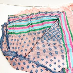 Vismaya |Anthropologie Colorful Cotton Linen Blend Woven Scarf Wrap